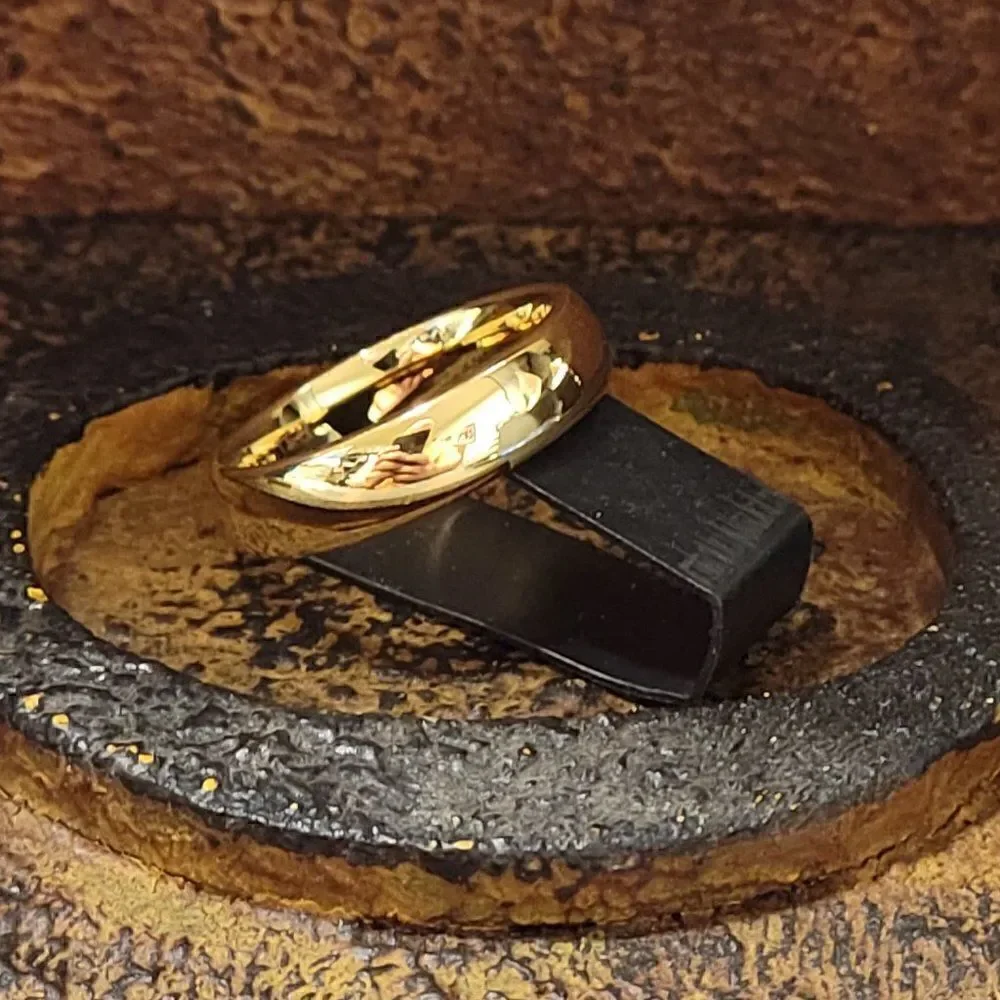 Men's Gold Tungsten Wedding Ring Band - Gold Wedding Ring For Him